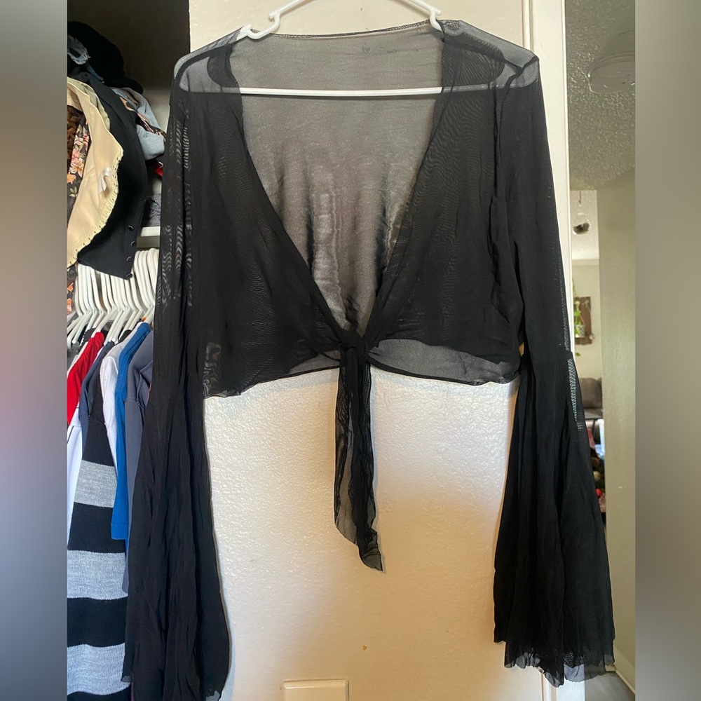 Sheer Tie-Front crop top